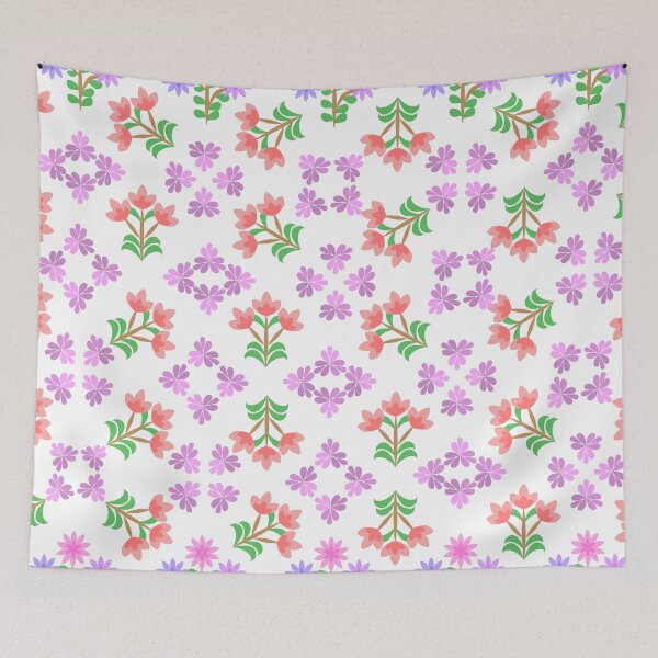 Item preview, Cute Spring Floral and Botanical Grid Pattern with Colorful Flowers and Leaves designed and sold by Ei-Ei.