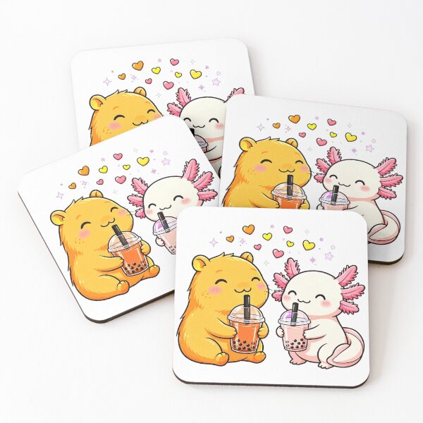 Item preview, Cute Capybara and Axolotl Bubble Tea PNG | Kawaii Boba Buddies Shirt Design  designed and sold by HoMya.