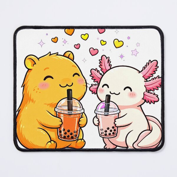 Item preview, Cute Capybara and Axolotl Bubble Tea PNG | Kawaii Boba Buddies Shirt Design  designed and sold by HoMya.