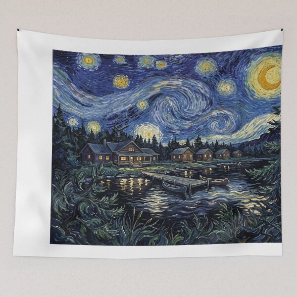 Item preview, Camp Crystal Lake Starry Night Horror Landscape designed and sold by Bad-Decisions-Designs.