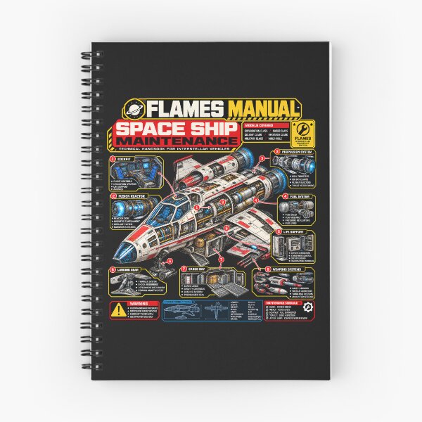 Item preview, FLAMES MANUAL -SPACE SHIP Maintenace Manual – Futuristic Sci-Fi Technical Engineering Manual designed and sold by Genius Geek.