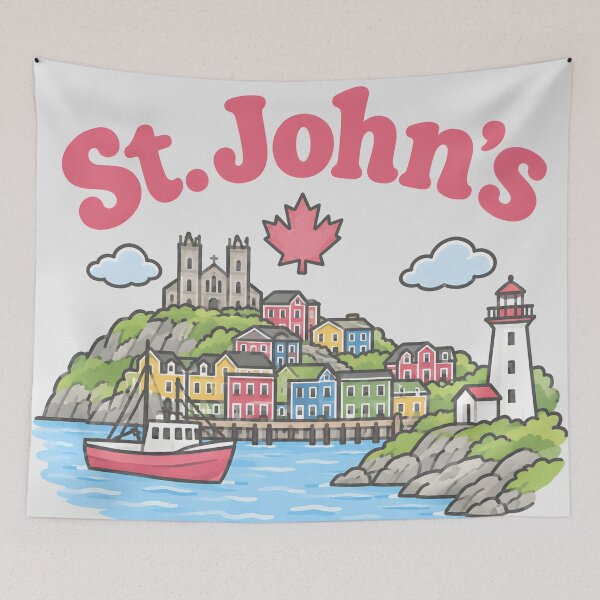 Item preview, St. John's Canada Cute Pink Kawaii City designed and sold by HowToCanadian.