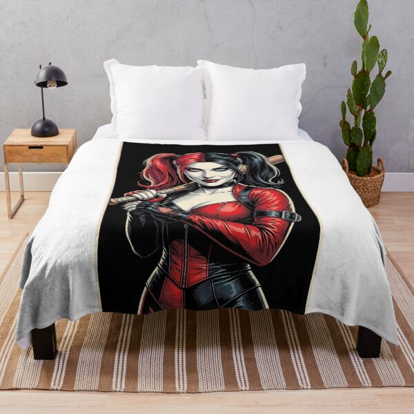 Item preview, Illustrated portrait of Harley Quinn, iconic villain with her bat designed and sold by MaxPhoto67.