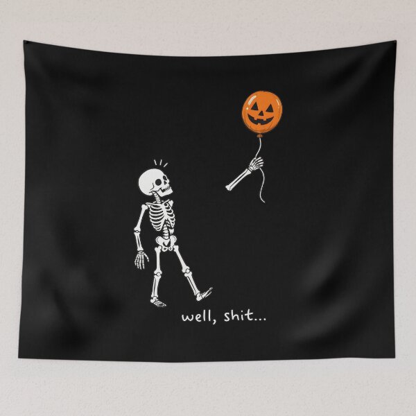 Item preview, Skeleton Loses Jack-o-lantern Balloon Funny Halloween designed and sold by OlyvieArt.