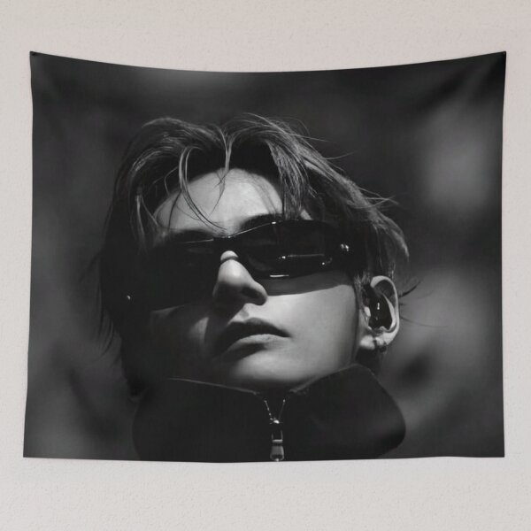 Item preview, Bts kpop band comeback concert taehyung black and white designed and sold by Arjun4282.