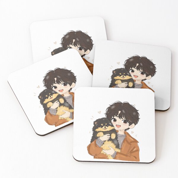 Item preview, Kawaii Boy Hugging a Fluffy Puppy – Cute Cozy Chibi Digital Art Sticker designed and sold by Kanikawaii.