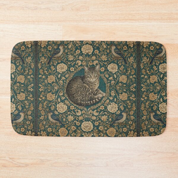 Item preview, Cat Fresco beautiful pattern ornate art after William Morris vintage design beautiful domesticated animal series designed and sold by Vintage Designs +.