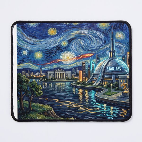 Item preview, Central City Starry Night Comic Art Landscape designed and sold by Bad-Decisions-Designs.