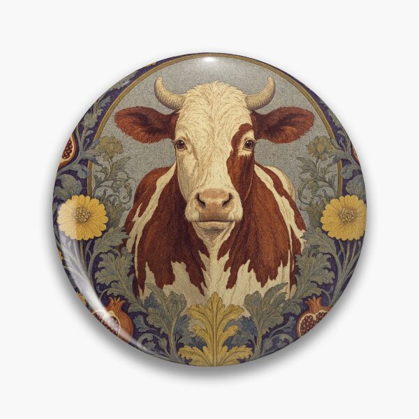 Item preview, Cow Fresco beautiful pattern ornate art after William Morris vintage design beautiful domesticated animal series designed and sold by Vintage Designs +.