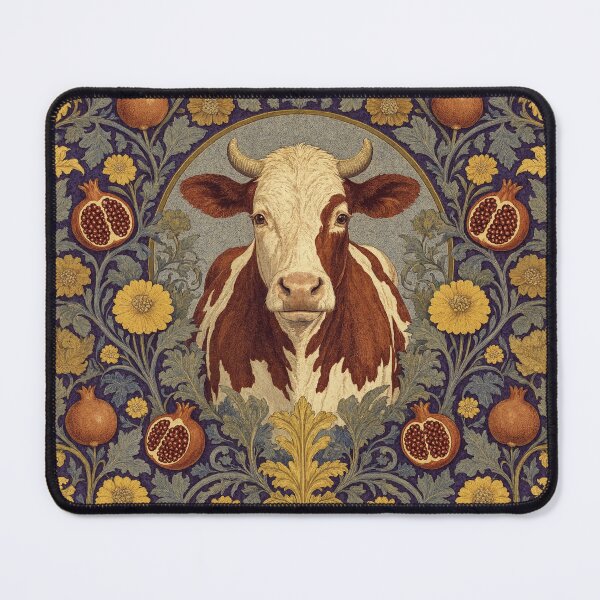 Item preview, Cow Fresco beautiful pattern ornate art after William Morris vintage design beautiful domesticated animal series designed and sold by Vintage Designs +.