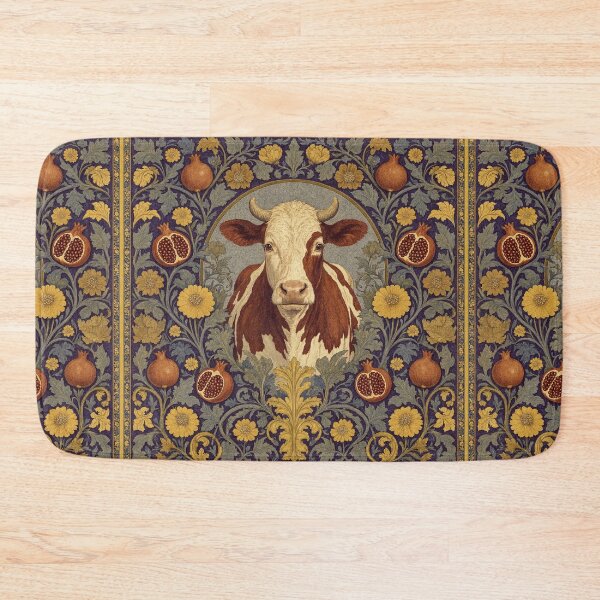 Item preview, Cow Fresco beautiful pattern ornate art after William Morris vintage design beautiful domesticated animal series designed and sold by Vintage Designs +.