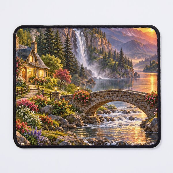 Item preview, Mountain hut, waterfall, stone bridge designed and sold by _ARLUNA_.