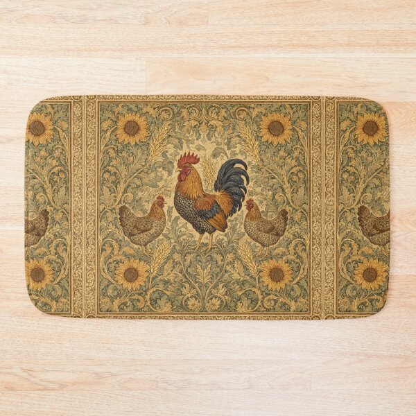 Item preview, Rooster (cockrel) and Chickens  Fresco beautiful pattern ornate art after William Morris vintage design beautiful domesticated animal series designed and sold by Vintage Designs +.