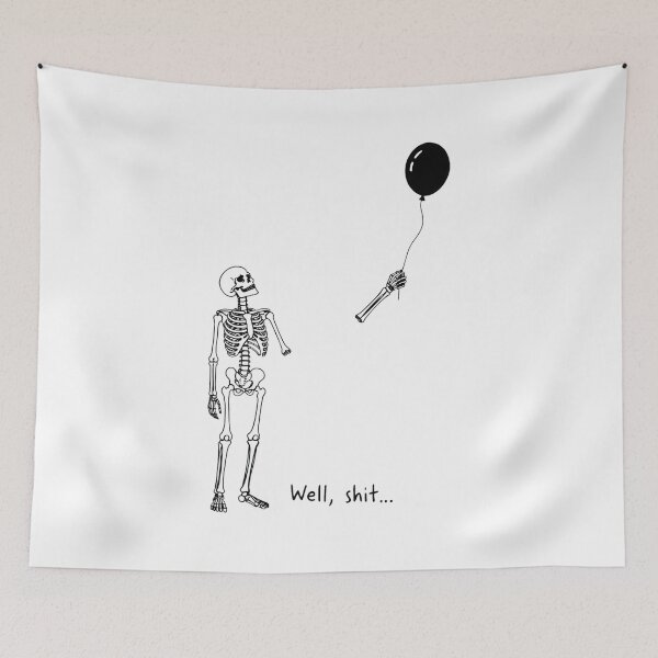 Item preview, Skeleton Balloon Well Shit Dark Humor Art designed and sold by OlyvieArt.