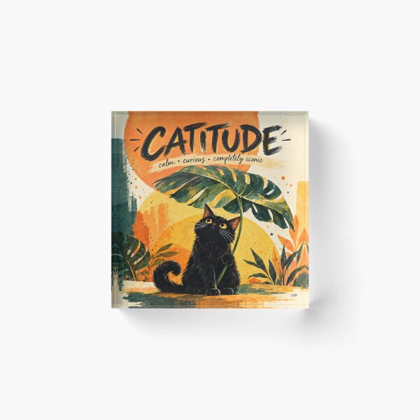 Item preview, Catitude Black Cat Botanical Aesthetic – Cute Cat Lover Plant Gift designed and sold by AbstractAuraArt.