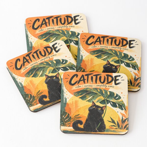 Item preview, Catitude Black Cat Botanical Aesthetic – Cute Cat Lover Plant Gift designed and sold by AbstractAuraArt.