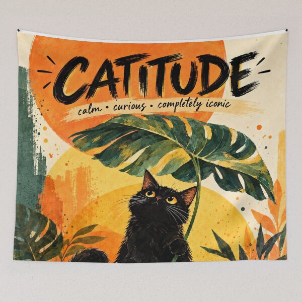 Item preview, Catitude Black Cat Botanical Aesthetic – Cute Cat Lover Plant Gift designed and sold by AbstractAuraArt.