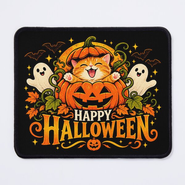 Item preview, Happy Orange Cat in Jack O Lantern – Retro Halloween designed and sold by Wissanu Mushtaprate.