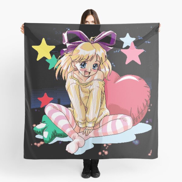 Pixel Anime Cute Blonde Girl Scarf