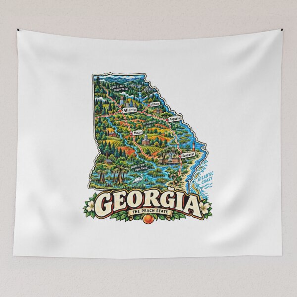 Item preview, Hand Drawn Georgia Travel Souvenir Landmark Gift designed and sold by MichaeIRellov.