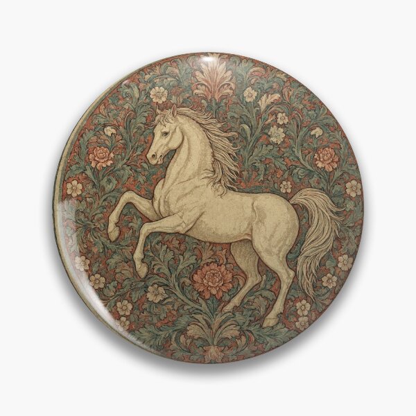 Item preview, Horse Fresco beautiful pattern ornate art after William Morris vintage design beautiful domesticated animal series designed and sold by Vintage Designs +.