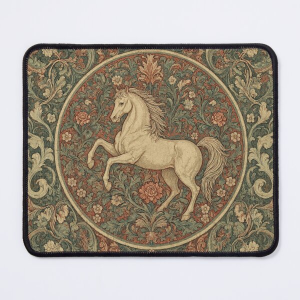 Item preview, Horse Fresco beautiful pattern ornate art after William Morris vintage design beautiful domesticated animal series designed and sold by Vintage Designs +.