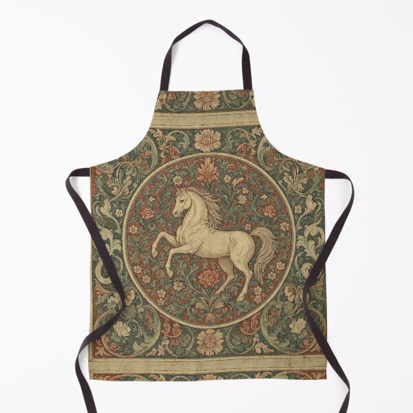 Item preview, Horse Fresco beautiful pattern ornate art after William Morris vintage design beautiful domesticated animal series designed and sold by Vintage Designs +.