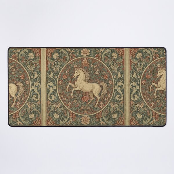 Item preview, Horse Fresco beautiful pattern ornate art after William Morris vintage design beautiful domesticated animal series designed and sold by Vintage Designs +.
