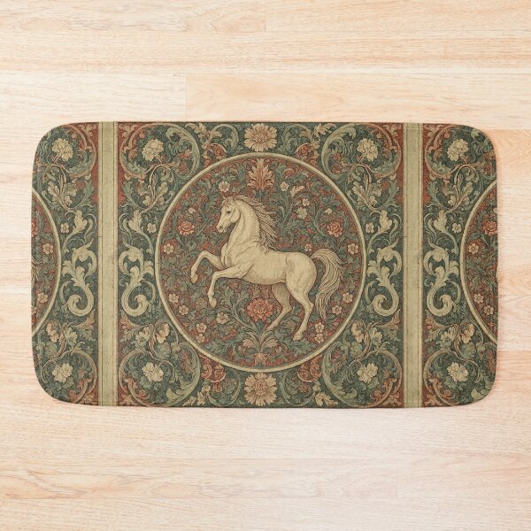 Item preview, Horse Fresco beautiful pattern ornate art after William Morris vintage design beautiful domesticated animal series designed and sold by Vintage Designs +.