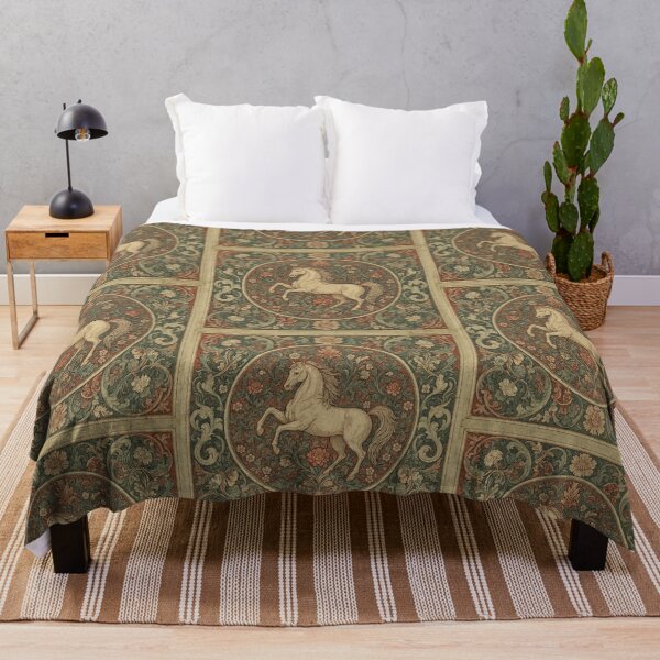 Item preview, Horse Fresco beautiful pattern ornate art after William Morris vintage design beautiful domesticated animal series designed and sold by Vintage Designs +.