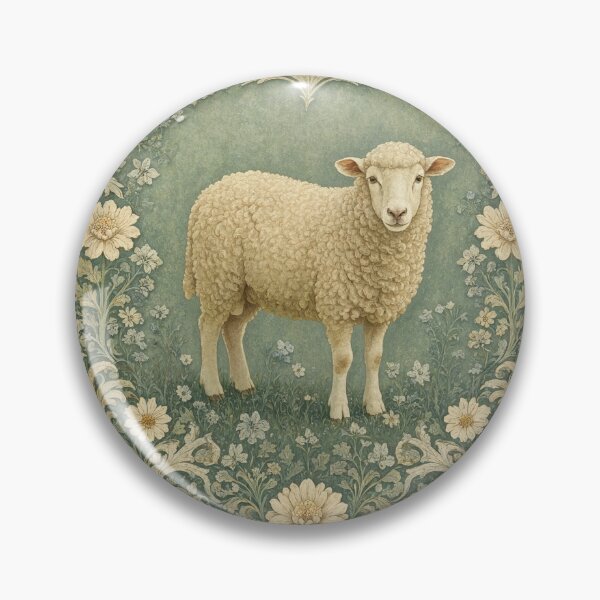 Item preview, Sheep Fresco beautiful pattern ornate art after William Morris vintage design beautiful domesticated animal series designed and sold by Vintage Designs +.