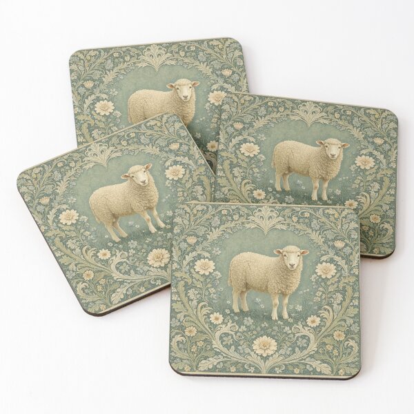 Item preview, Sheep Fresco beautiful pattern ornate art after William Morris vintage design beautiful domesticated animal series designed and sold by Vintage Designs +.