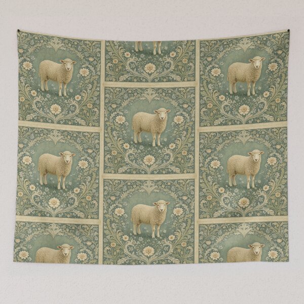 Item preview, Sheep Fresco beautiful pattern ornate art after William Morris vintage design beautiful domesticated animal series designed and sold by Vintage Designs +.