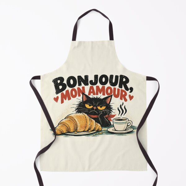 Item preview, Black cat with croissant and coffee designed and sold by anytka.