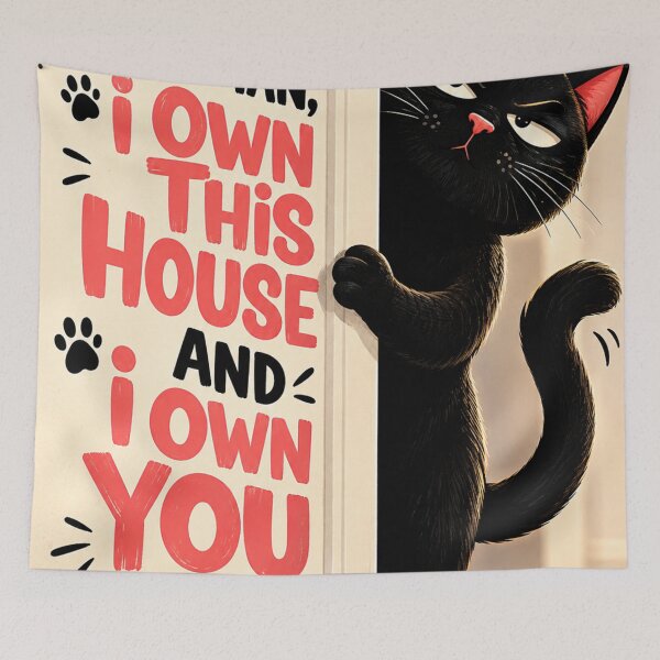 Item preview, Funny Black Cat Owner Cat Humor | I Own This House and You designed and sold by AbstractAuraArt.