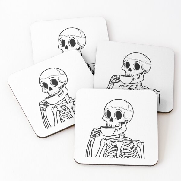 Item preview, Skeleton Enjoying a Cup of Coffee designed and sold by RoxyBlazeStudio.