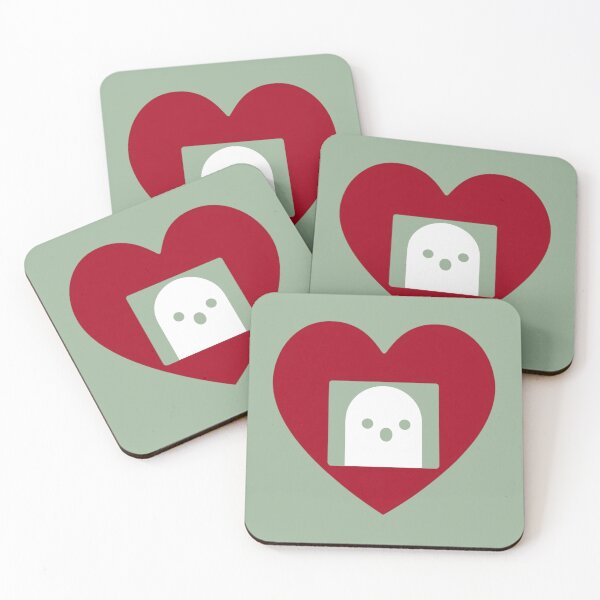 Item preview, Cute Ghost In Red Heart Spooky Minimalist Art designed and sold by ANJ Creative Designs.