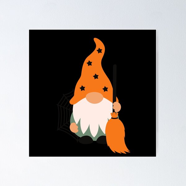 Item preview, Cute Halloween Gnome Sticker | Witch Hat Gnome with Broom | Spooky Fall Design designed and sold by BE-A-BRAND-.