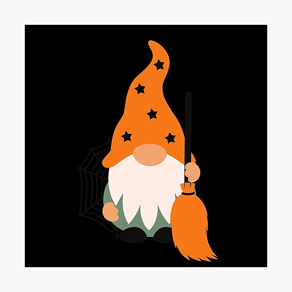 Item preview, Cute Halloween Gnome Sticker | Witch Hat Gnome with Broom | Spooky Fall Design designed and sold by BE-A-BRAND-.