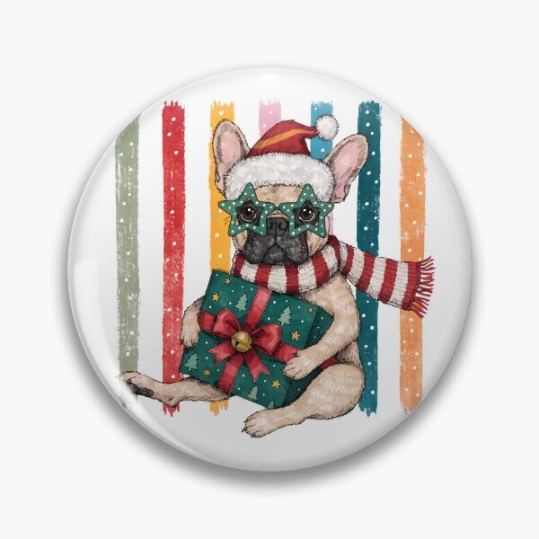 Item preview, Cute French Bulldog Christmas Puppy with Santa Hat and Gift designed and sold by Snifferius.