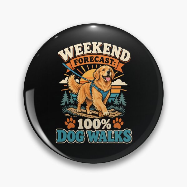 Item preview, Golden Retriever Dog Walking Weekend Forecast designed and sold by ROUX-ART.