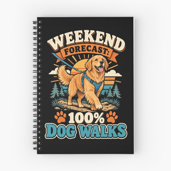 Item preview, Golden Retriever Dog Walking Weekend Forecast designed and sold by ROUX-ART.