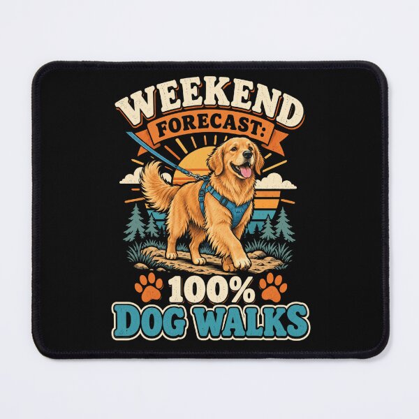 Item preview, Golden Retriever Dog Walking Weekend Forecast designed and sold by ROUX-ART.