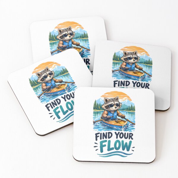 Item preview, Find Your Flow Kayaking Raccoon Outdoor Adventure designed and sold by Pyt27.