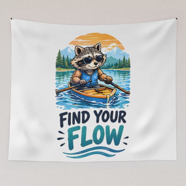 Item preview, Find Your Flow Kayaking Raccoon Outdoor Adventure designed and sold by Pyt27.