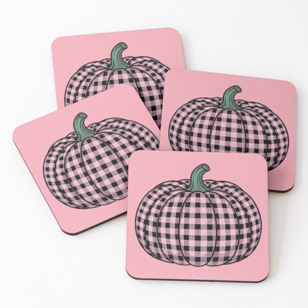 Item preview, Pink and Black Buffalo Plaid Pumpkin – Soft Coquette Pink Background Fall Art designed and sold by Wennebabs.