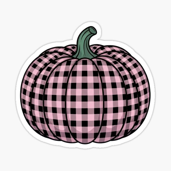Item preview, Pink and Black Buffalo Plaid Pumpkin – Soft Coquette Pink Background Fall Art designed and sold by Wennebabs.