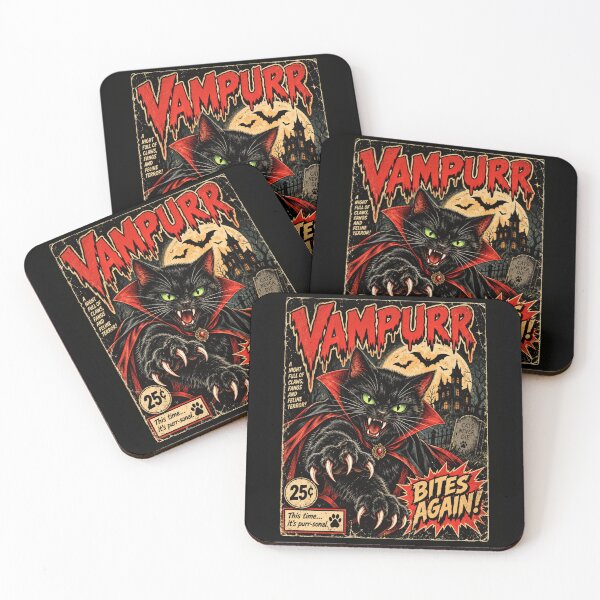 Item preview, Vampire Cat Bites Again Retro Horror designed and sold by ROUX-ART.