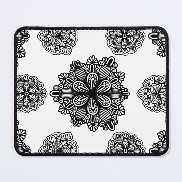 Item preview, Intricate Black and White Floral Mandala Pattern designed and sold by FioreDiCiliegio.
