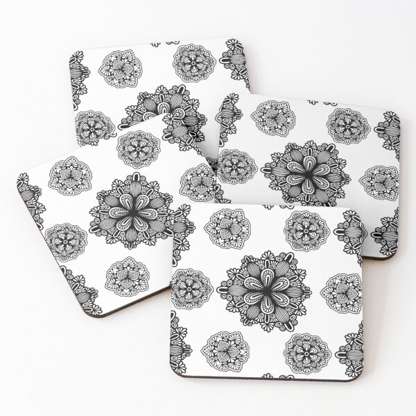 Item preview, Intricate Black and White Floral Mandala Pattern designed and sold by FioreDiCiliegio.
